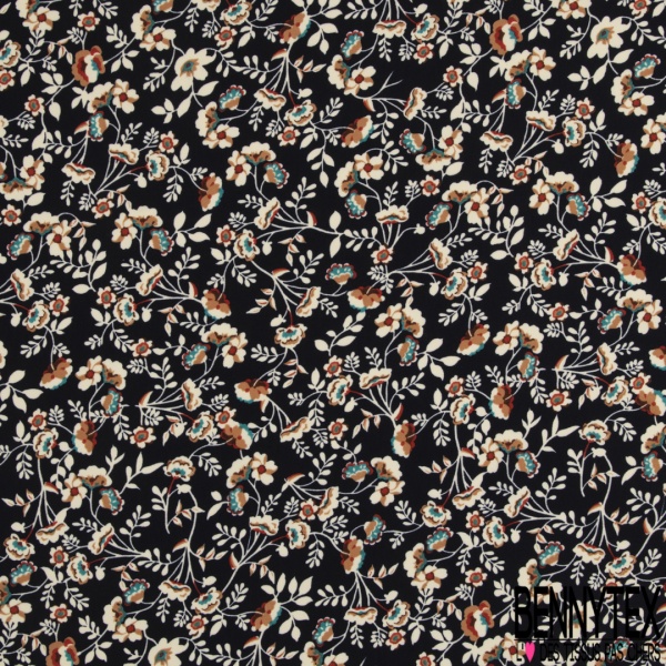 Microfibre imprimé mini fleur blanche noir fond rouge bordeaux
