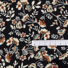 Microfibre imprimé mini fleur blanche noir fond rouge bordeaux
