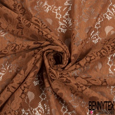 Dentelle polyamide élasthanne floral uni rouge minéral