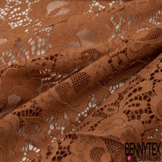 Dentelle polyamide élasthanne floral uni rouge minéral