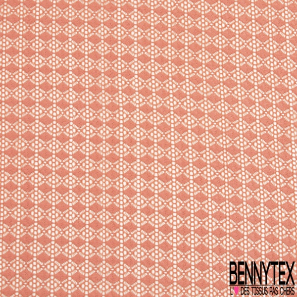 Dentelle polyamide élasthanne losange fantaisie uni orange saumonné