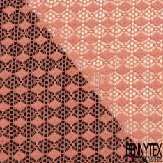 Dentelle polyamide élasthanne losange fantaisie uni orange saumonné