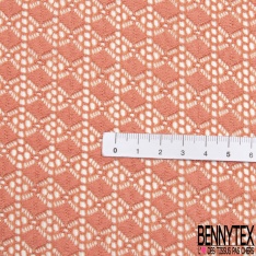 Dentelle polyamide élasthanne losange fantaisie uni orange saumonné