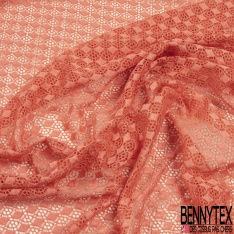 Dentelle polyamide élasthanne losange fantaisie uni orange saumonné