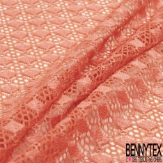 Dentelle polyamide élasthanne losange fantaisie uni orange saumonné