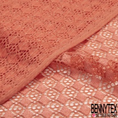 Dentelle polyamide élasthanne losange fantaisie uni orange saumonné