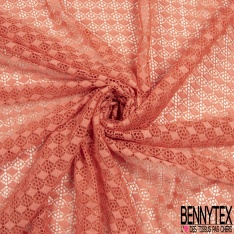 Dentelle polyamide élasthanne losange fantaisie uni orange saumonné