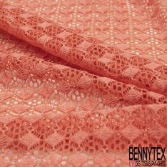 Dentelle polyamide élasthanne losange fantaisie uni orange saumonné