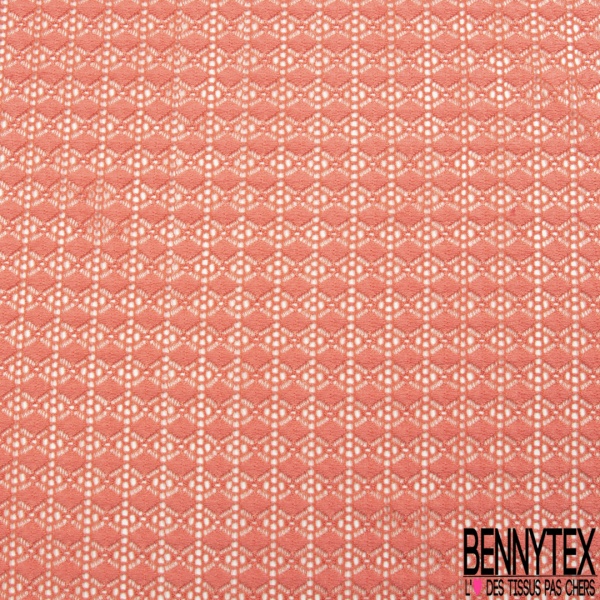 Dentelle polyamide élasthanne losange fantaisie uni orange saumonné