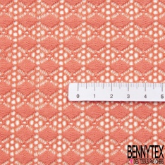 Dentelle polyamide élasthanne losange fantaisie uni orange saumonné