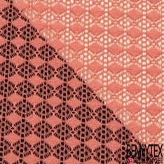 Dentelle polyamide élasthanne losange fantaisie uni orange saumonné
