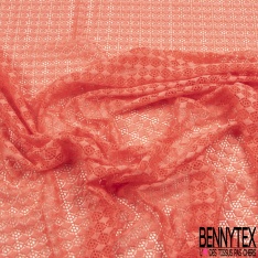 Dentelle polyamide élasthanne losange fantaisie uni orange saumonné