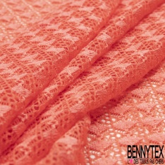 Dentelle polyamide élasthanne losange fantaisie uni orange saumonné