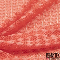 Dentelle polyamide élasthanne losange fantaisie uni orange saumonné