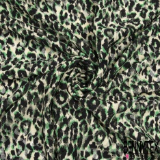 Dentelle polyester élasthanne zébrure blanc vert brésil