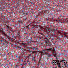 Satinette polyester imprimé amérindien sinusoïde ton violet vert citron vert givré pastel