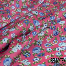 Satinette polyester imprimé amérindien sinusoïde ton violet vert citron vert givré pastel