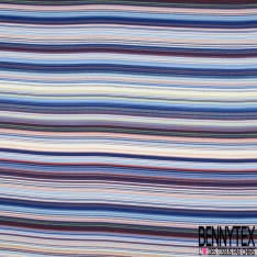 Coupon 3m crêpe polyester petit motif seventie's géométrique blanc pétrole acajou