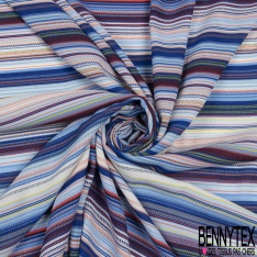 Coupon 3m crêpe polyester petit motif seventie's géométrique blanc pétrole acajou