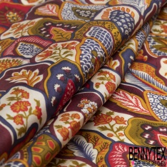 Pongé de soie motif seventie's multicolore Edition limitée