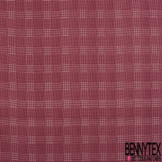 Coupon 3m crêpe polyester rayure fantaisie horizontale ton corail rouge jaune bleu orange flashy blanc