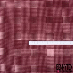 Coupon 3m crêpe polyester rayure fantaisie horizontale ton corail rouge jaune bleu orange flashy blanc