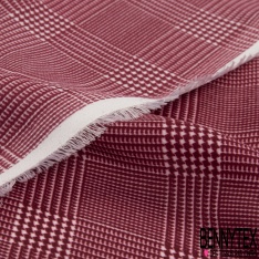 Coupon 3m crêpe polyester rayure fantaisie horizontale ton corail rouge jaune bleu orange flashy blanc