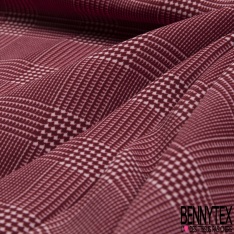 Coupon 3m crêpe polyester rayure fantaisie horizontale ton corail rouge jaune bleu orange flashy blanc