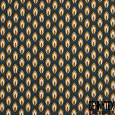 Fibranne viscose petit rectangle brodé or fond safran