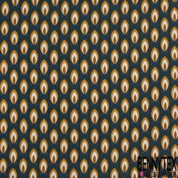 Fibranne viscose petit rectangle brodé or fond safran