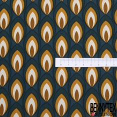 Fibranne viscose petit rectangle brodé or fond safran