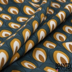 Fibranne viscose petit rectangle brodé or fond safran