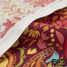 Coton Crétonne imprimé losange mandala ethnique ton anthracite mouette souris fond parchemin pastel