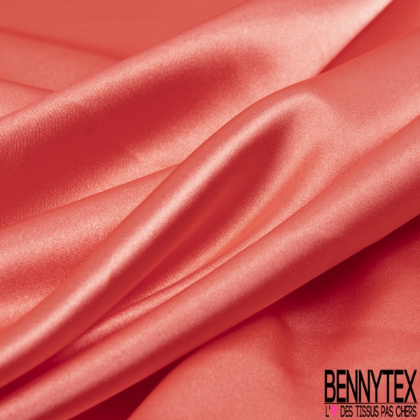 Satin polyester uni corail vif