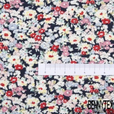 Coton imprimé mini fleur sauvage fond noir