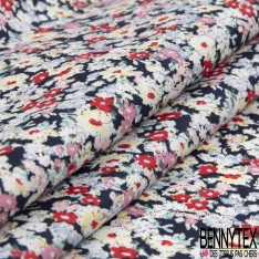 Coton imprimé mini fleur sauvage fond noir