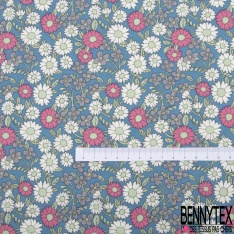 Coton imprimé petite fleur estivale multicolore fond blanc