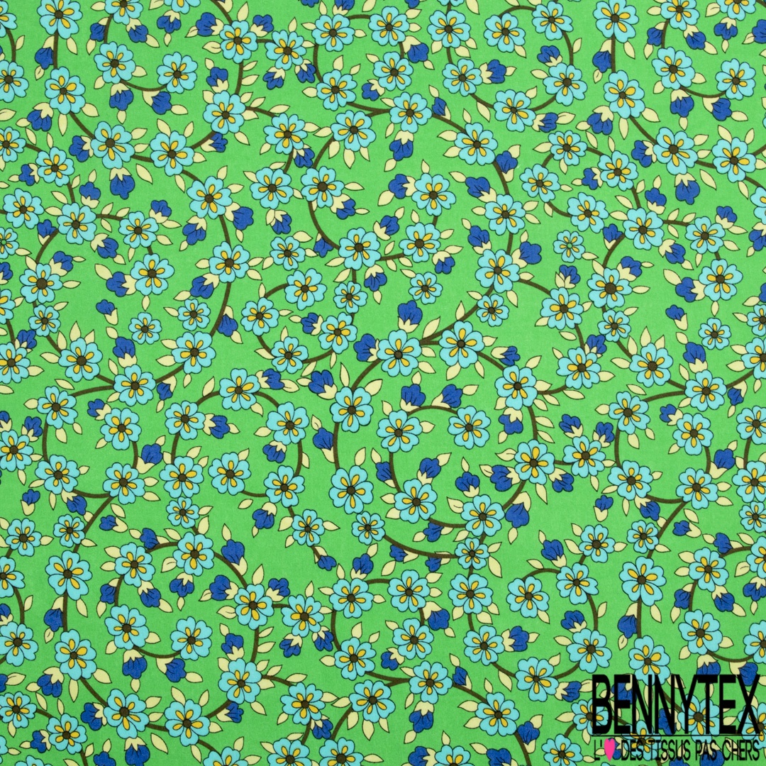 Soimoi Tissu En Velours Vert Pivoine & Anémone Imprimé Floral