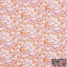 Coton imprimé petite fleur gracieuse ton couleur primaire fond blanc discret