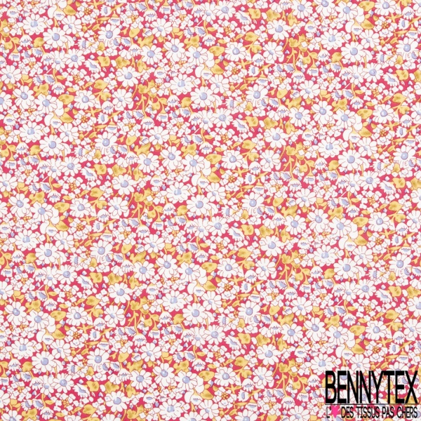 Coton imprimé petite fleur gracieuse ton couleur primaire fond blanc discret