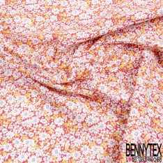 Coton imprimé petite fleur gracieuse ton couleur primaire fond blanc discret