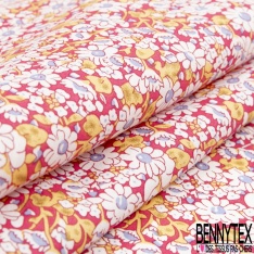 Coton imprimé petite fleur gracieuse ton couleur primaire fond blanc discret