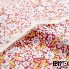 Coton imprimé petite fleur gracieuse ton couleur primaire fond blanc discret