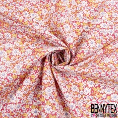 Coton imprimé petite fleur gracieuse ton couleur primaire fond blanc discret