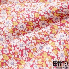 Coton imprimé petite fleur gracieuse ton couleur primaire fond blanc discret