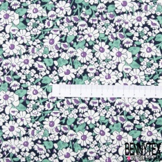 Coton imprimé fleur sauvage blanche fond rouge grenadine