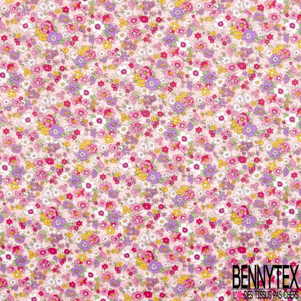 Coton imprimé petit bouquet floral champêtre fond malabar