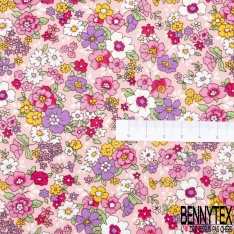 Coton imprimé petit bouquet floral champêtre fond malabar