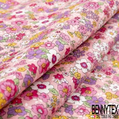 Coton imprimé petit bouquet floral champêtre fond malabar