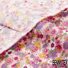 Coton imprimé petit bouquet floral champêtre fond malabar
